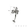TEARDROP RIBBON CZ TOP 316L SURGICAL STEEL THREADLESS FLOATING BELLY BUTTON RING